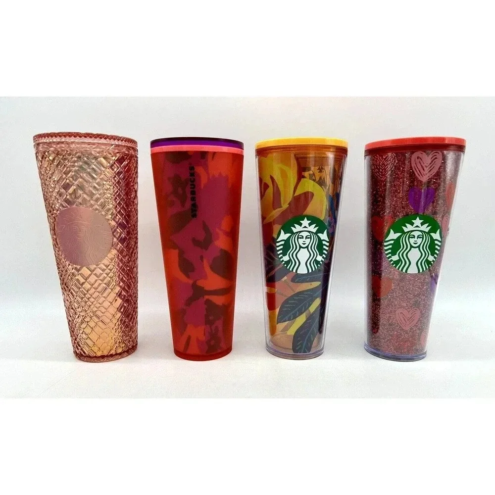 4 Starbucks 24oz Tumbler Valentine's Day Diamond Studded Floral Venti Summer - Picture 2 of 14